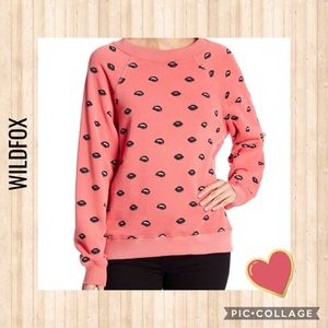 Wildfox Women's Pink Lip Service Print Sweater XXS